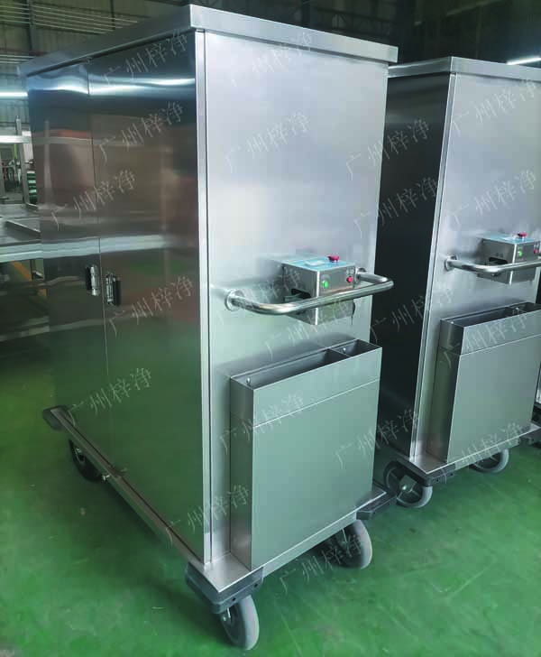 密閉式滅菌器械物品電動轉運車有單面雙開門,單側門可旋轉角度≥220°度開啟設計，裝卸物品更方便;
