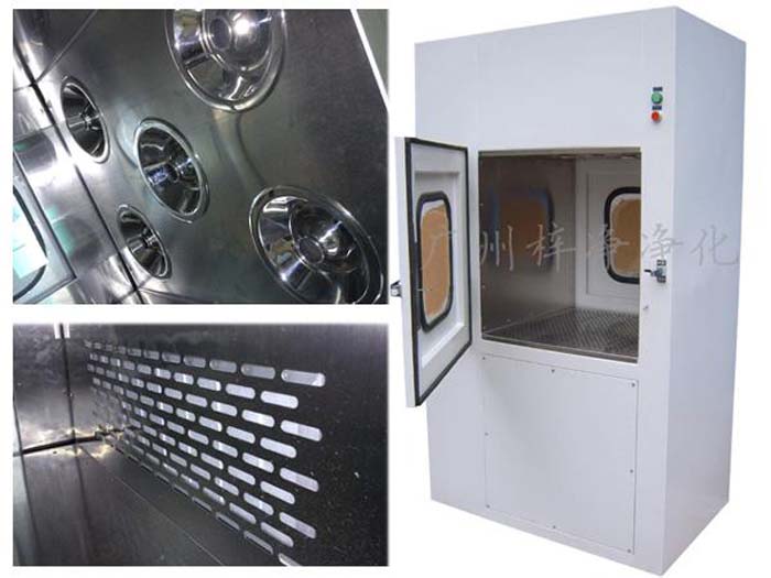 風(fēng)淋傳遞窗配H14高效過濾器，過濾掉0.5微米及以上的塵埃。